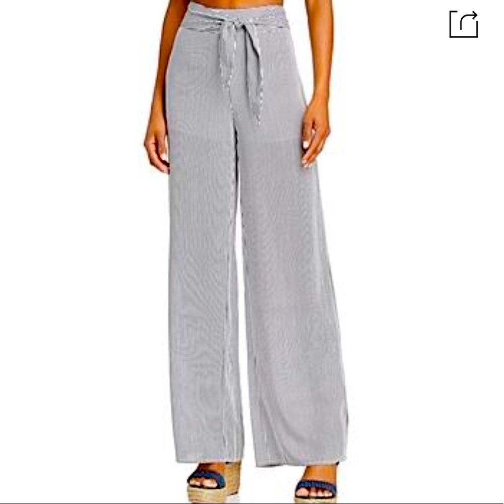 Aqua wide-leg stripe pants